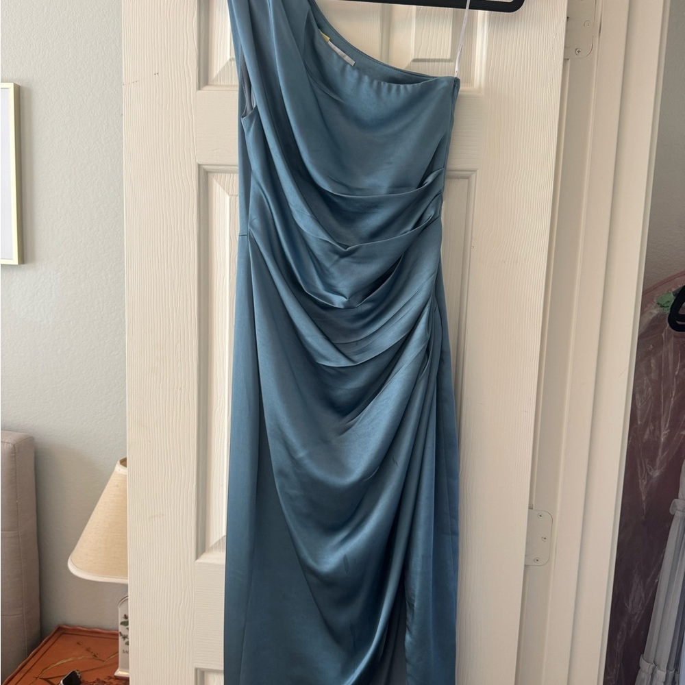 Elliatt One-Shoulder Blue Draped Dress